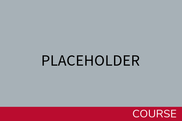 Grey rectangle with text reading placeholder at the center and red banner reading course at the bottom