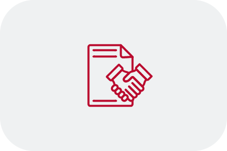 Icon of two hands shaking in front of document